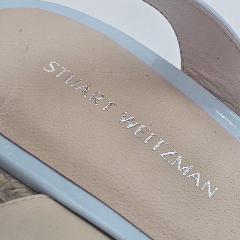 Stuart Weitzman Catlina Patent Leather Espadrille Wedge Sandals Baby Blue 7.5 - Picture 14 of 15